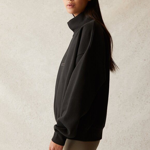 Unisex Fear of God Essentials Black Mock Neck Half-Zip Sweatshirt - Picture 5 of 6